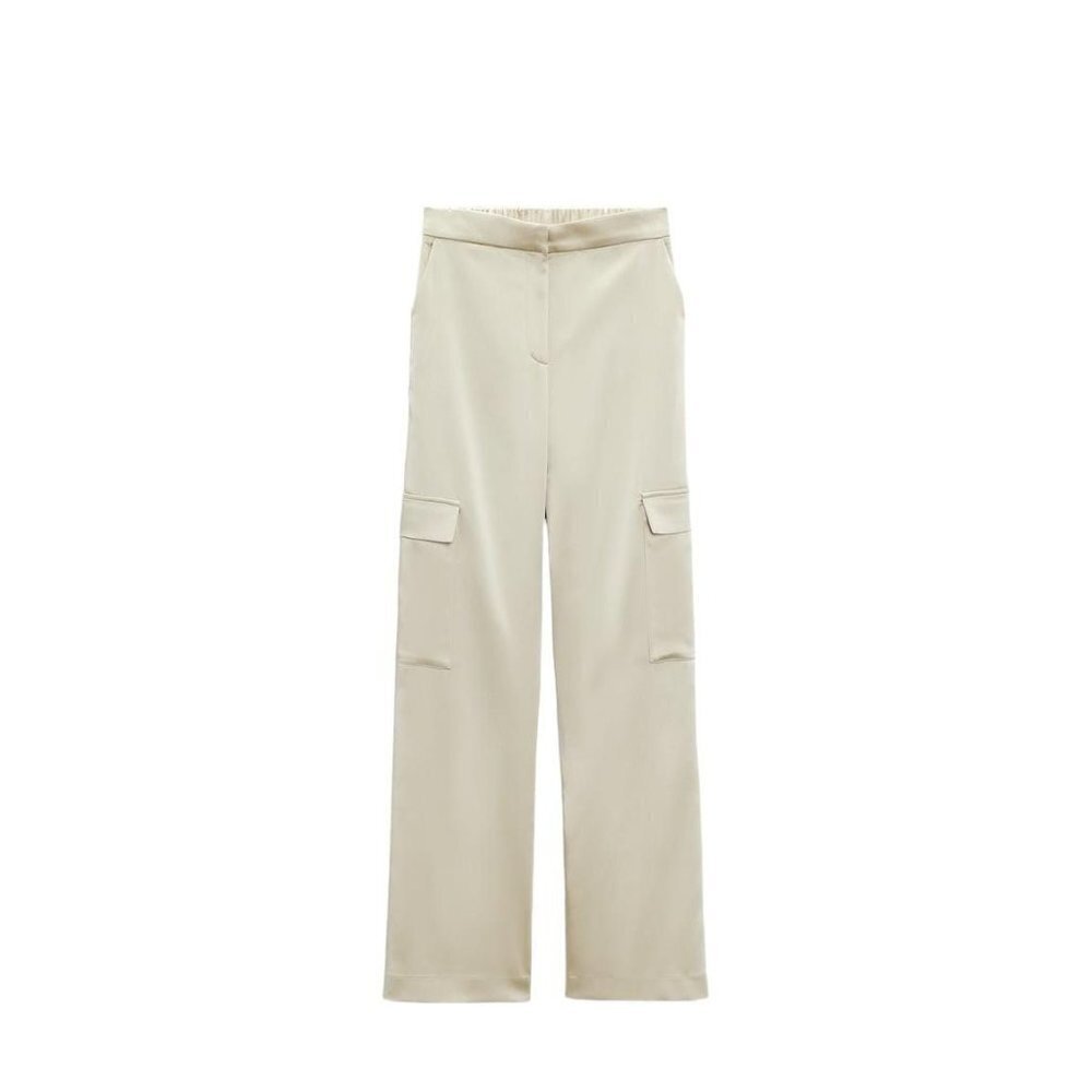 ZARA SATIN CARGO TROUSERS CAVA SIZE XS | 7845/543